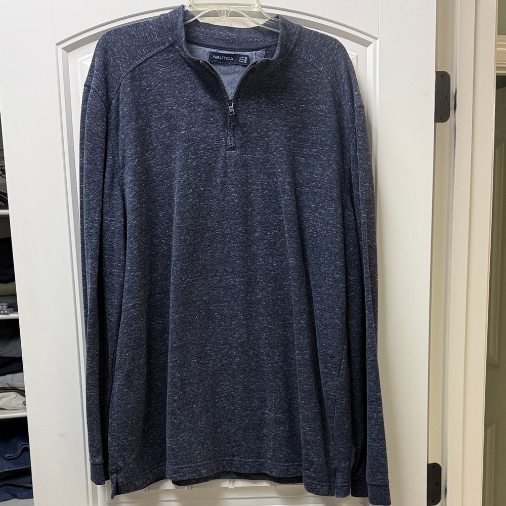 Nautica Men's Heathered Blue Long Sleeve Shirt